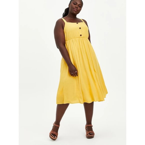 torrid Dresses & Skirts - Torrid Cross Hatch Pinafore Midi Dress Sleeveless Mustard Casual Women's 3X